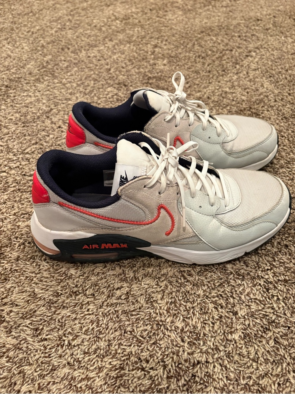 Nike Air Max Light Gray Sneakers with Red Accents